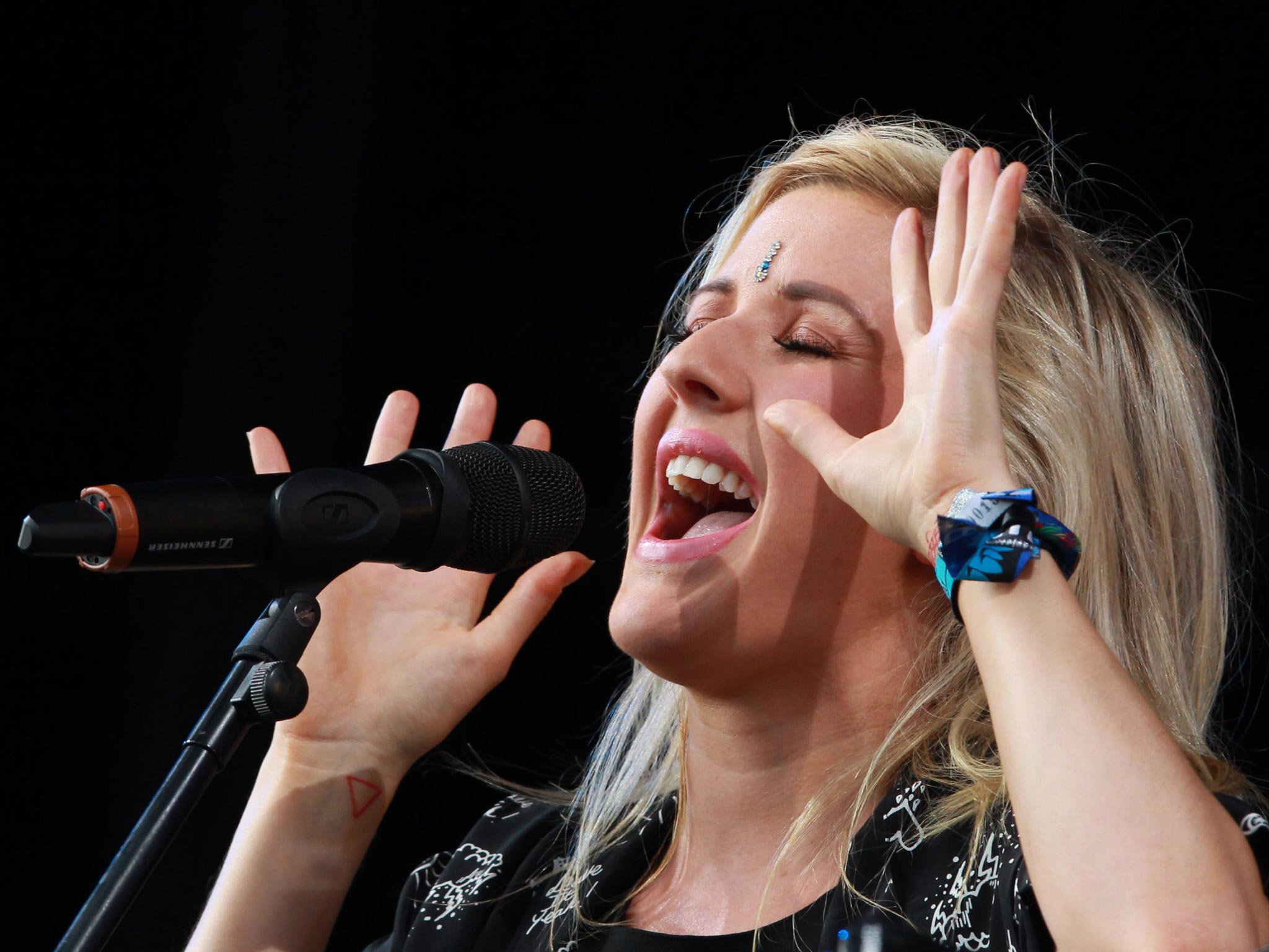 Ellie Goulding performing on the Main Stage at the T in the Park festival