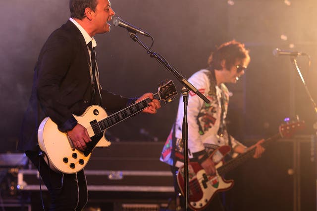 Manic Street Preachers (left to right) James Dean Bradfield and Nicky Wire perform in the King Tuts Wah Wah Tent at the T in the Park festival