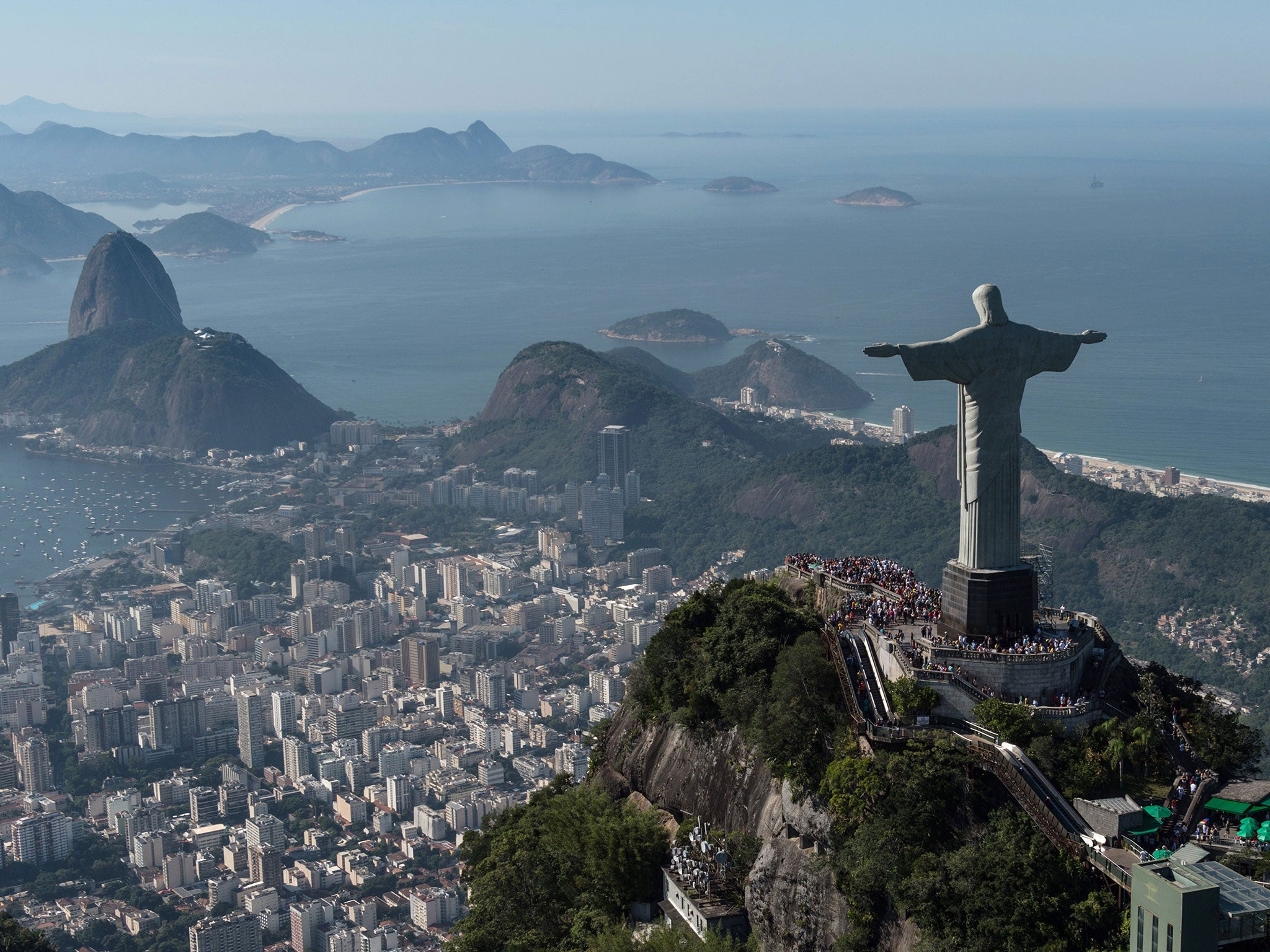 Aerial view of Christ the Redeemer statue, in Rio de Janeiro, Brazil, taken on June 26