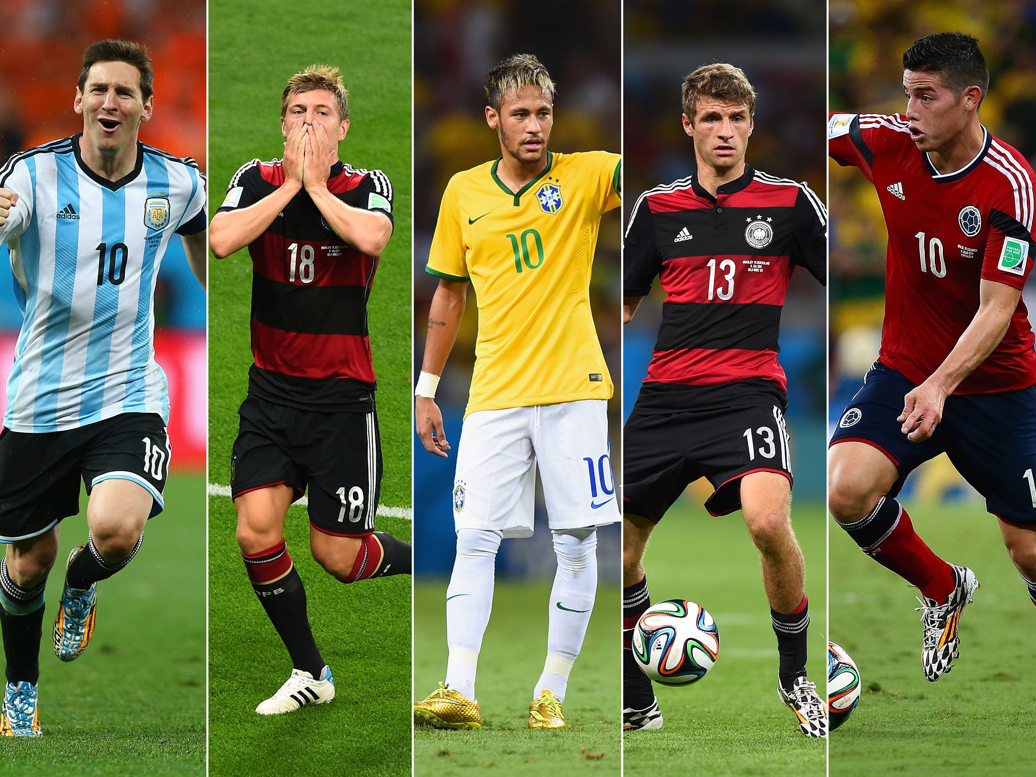 Lionel Messi, Toni Kroos, Neymar, Thomas Muller and James Rodriguez