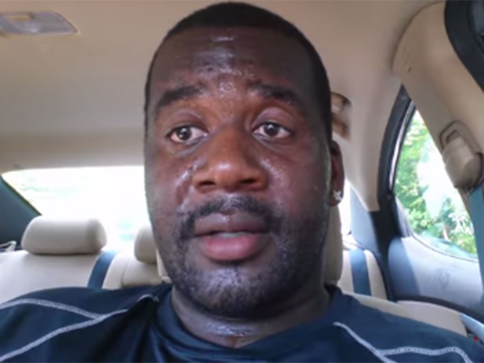 Terry Williams can be seen dripping with sweat in the video