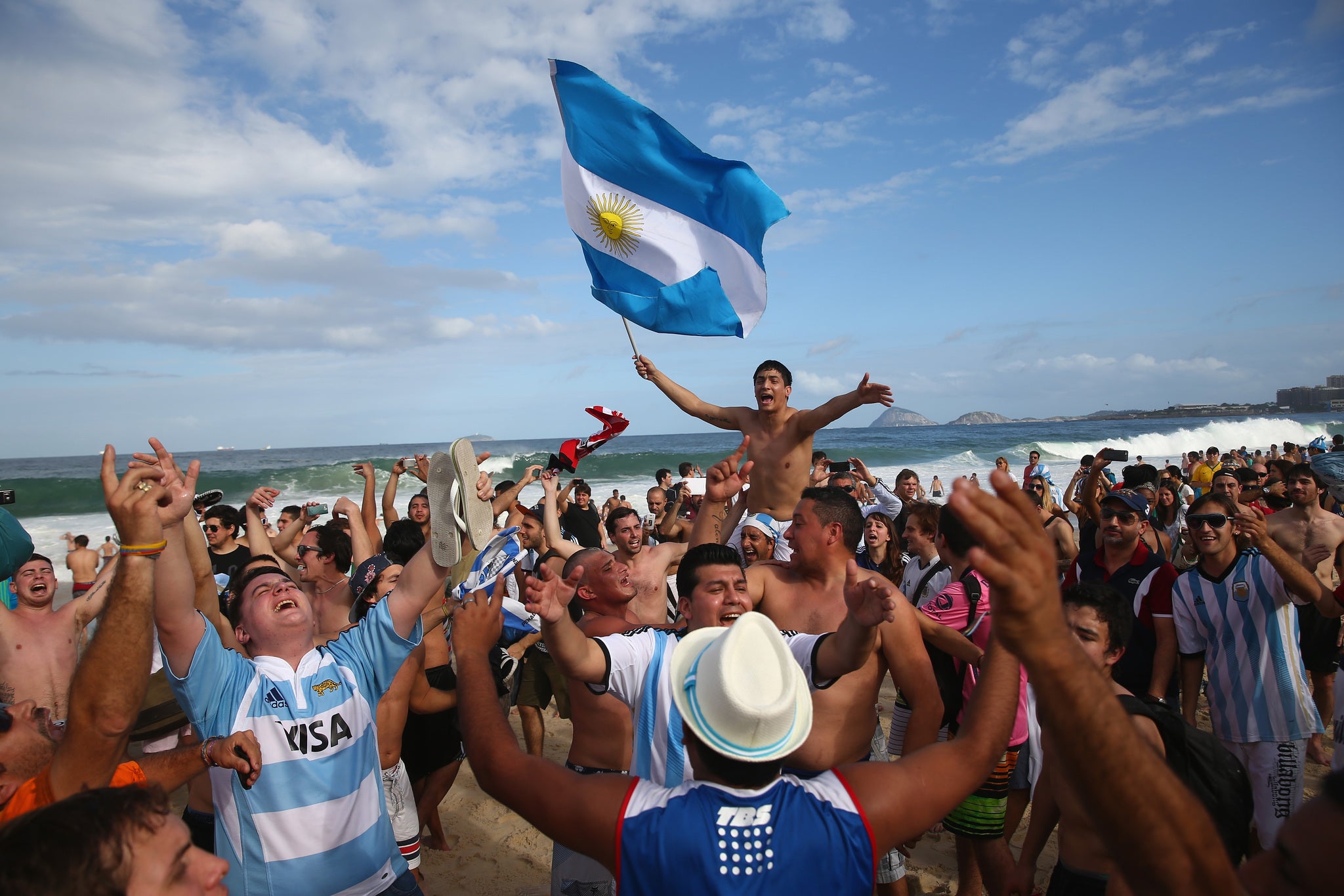 Argentina fans on Copacabana beach