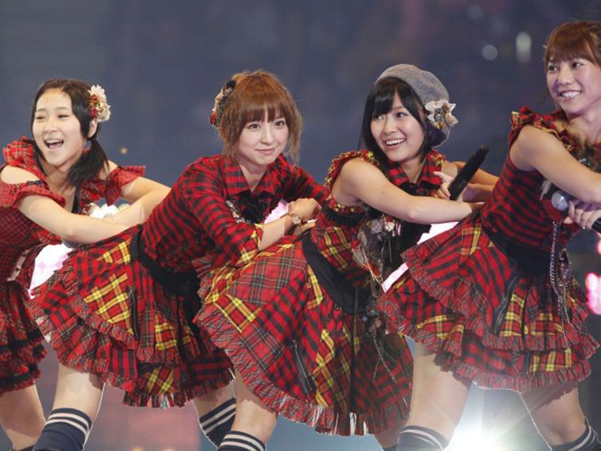 AKB48 perform during one of their daily concerts at Tokyo’s Akihabara theatre