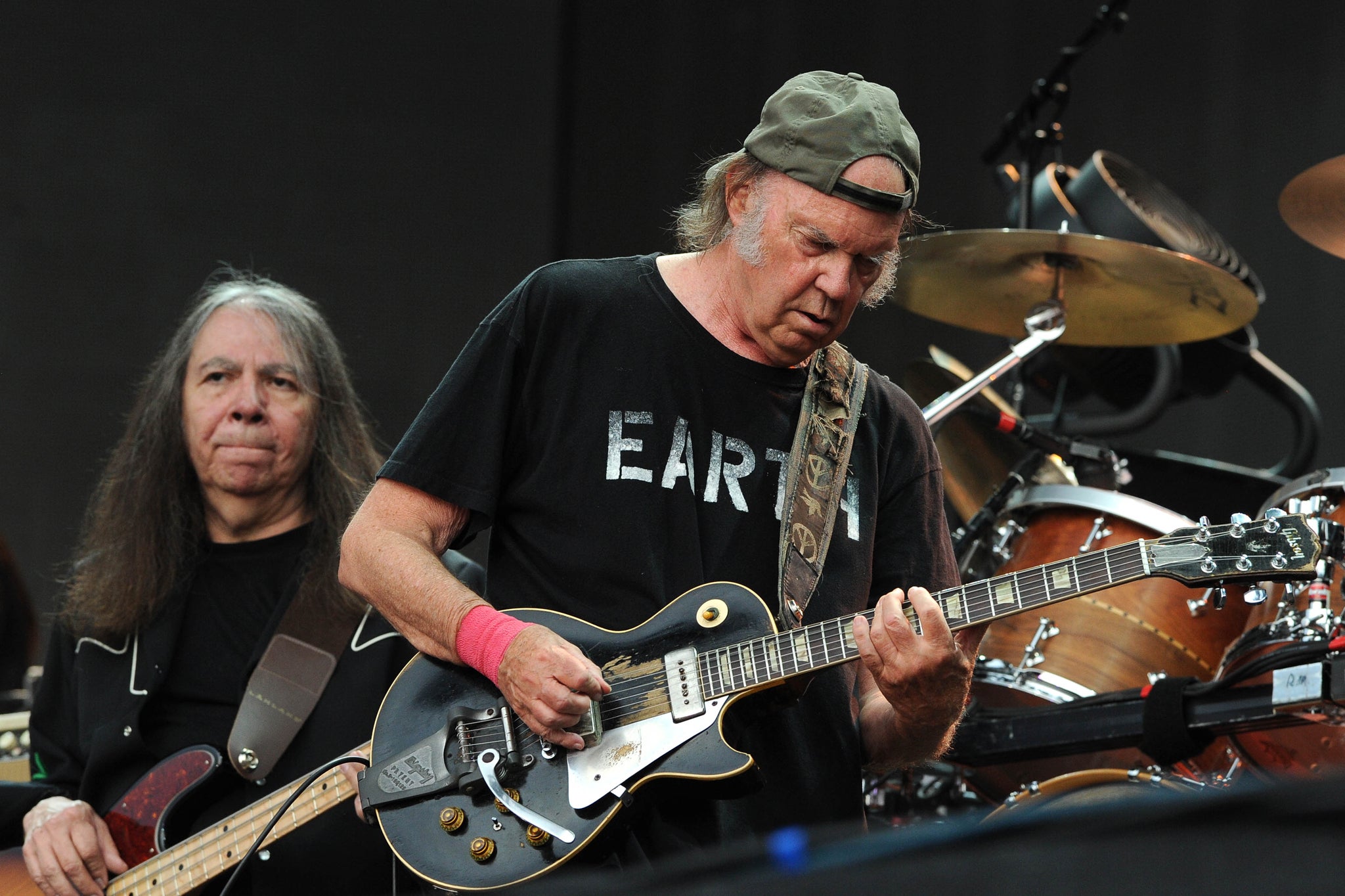 Neil Young performs on stage at Hyde Park