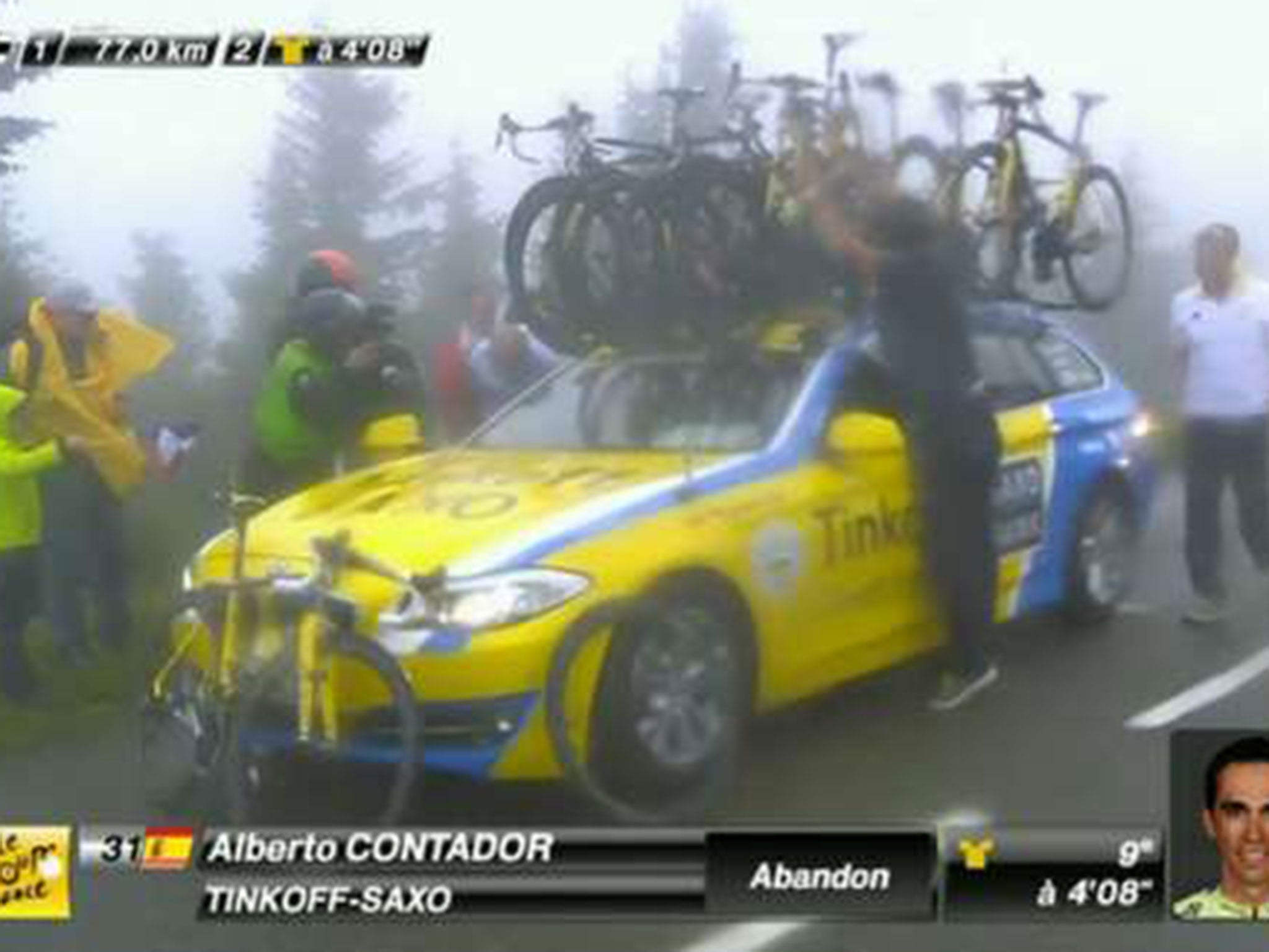 Contador was soon picked up by the Team Tinkoff-Saxo car, ending his 2014 Tour de France campaign