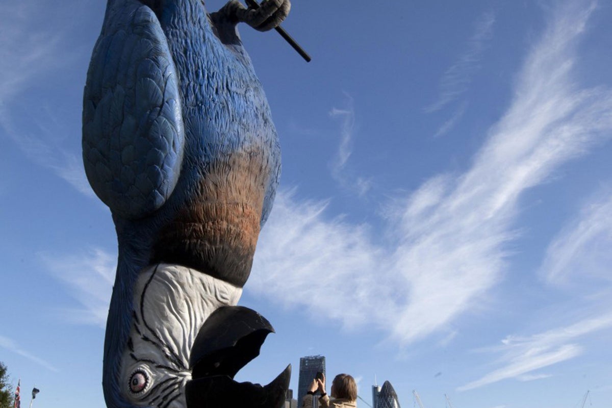Monty Python's 'dead' parrot suspended from crane in London in tribute ...