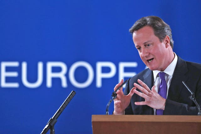 David Cameron speaking in Brussels earlier this year