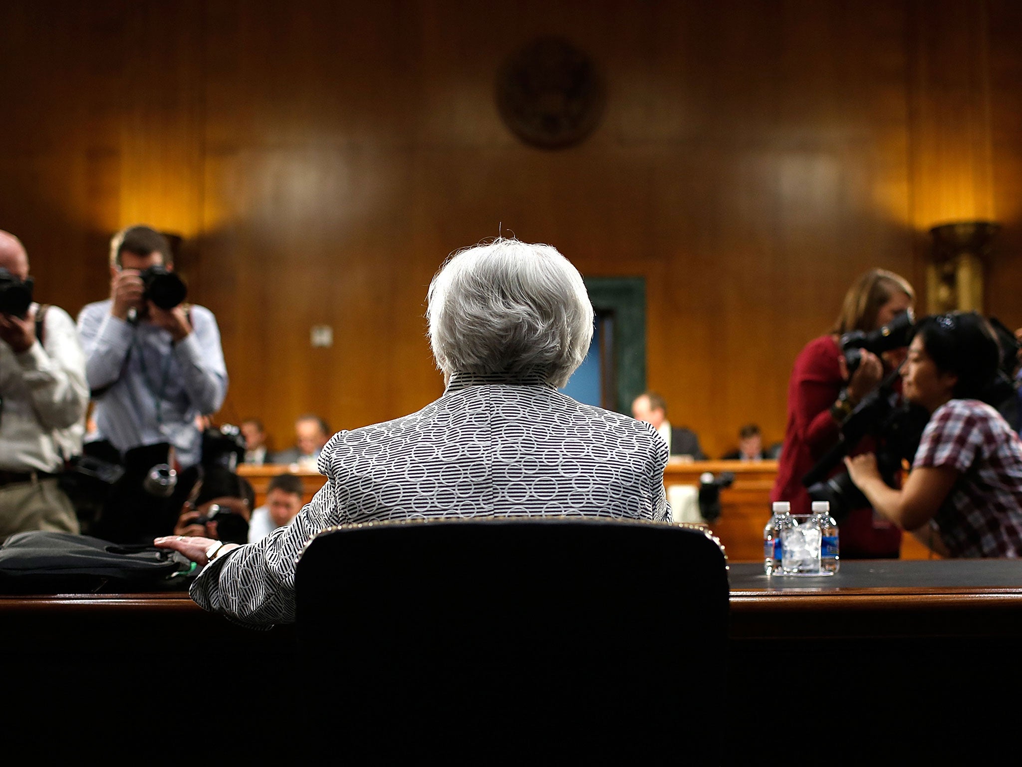 US Federal Reserve chief Janet Yellen at a Senate committee hearing