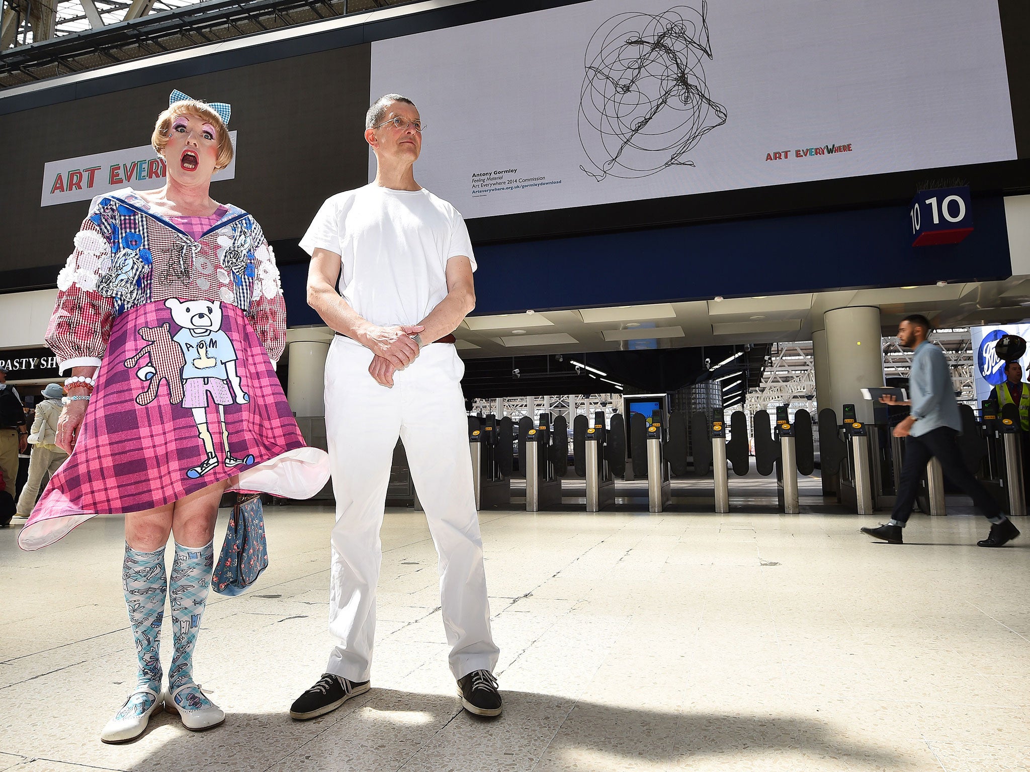 Grayson Perry and Antony Gormley launch Art Everywhere at Waterloo Station