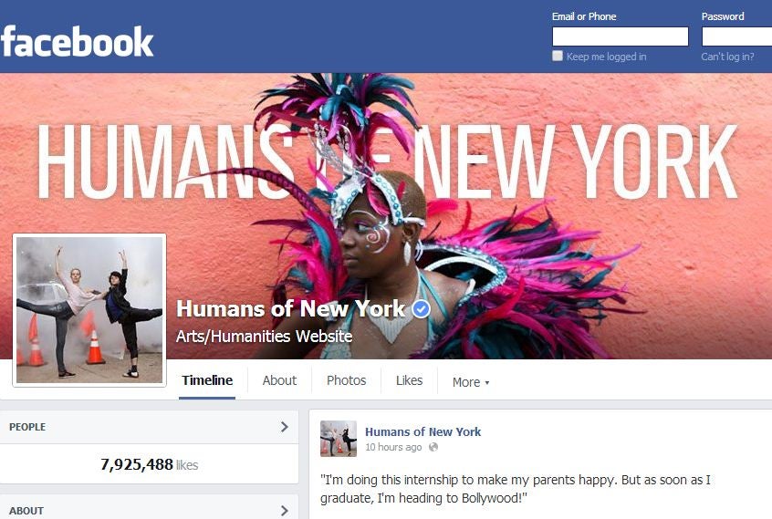 The Humans of New York blog has millions of readers
