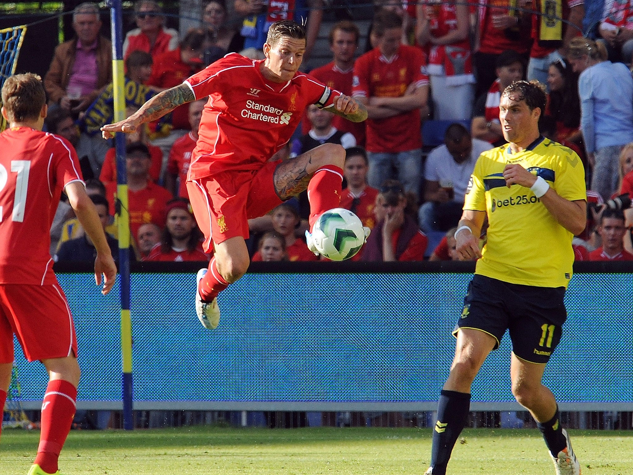 Daniel Agger in action during Liverpool's pre-season friendly defeat to Brondby