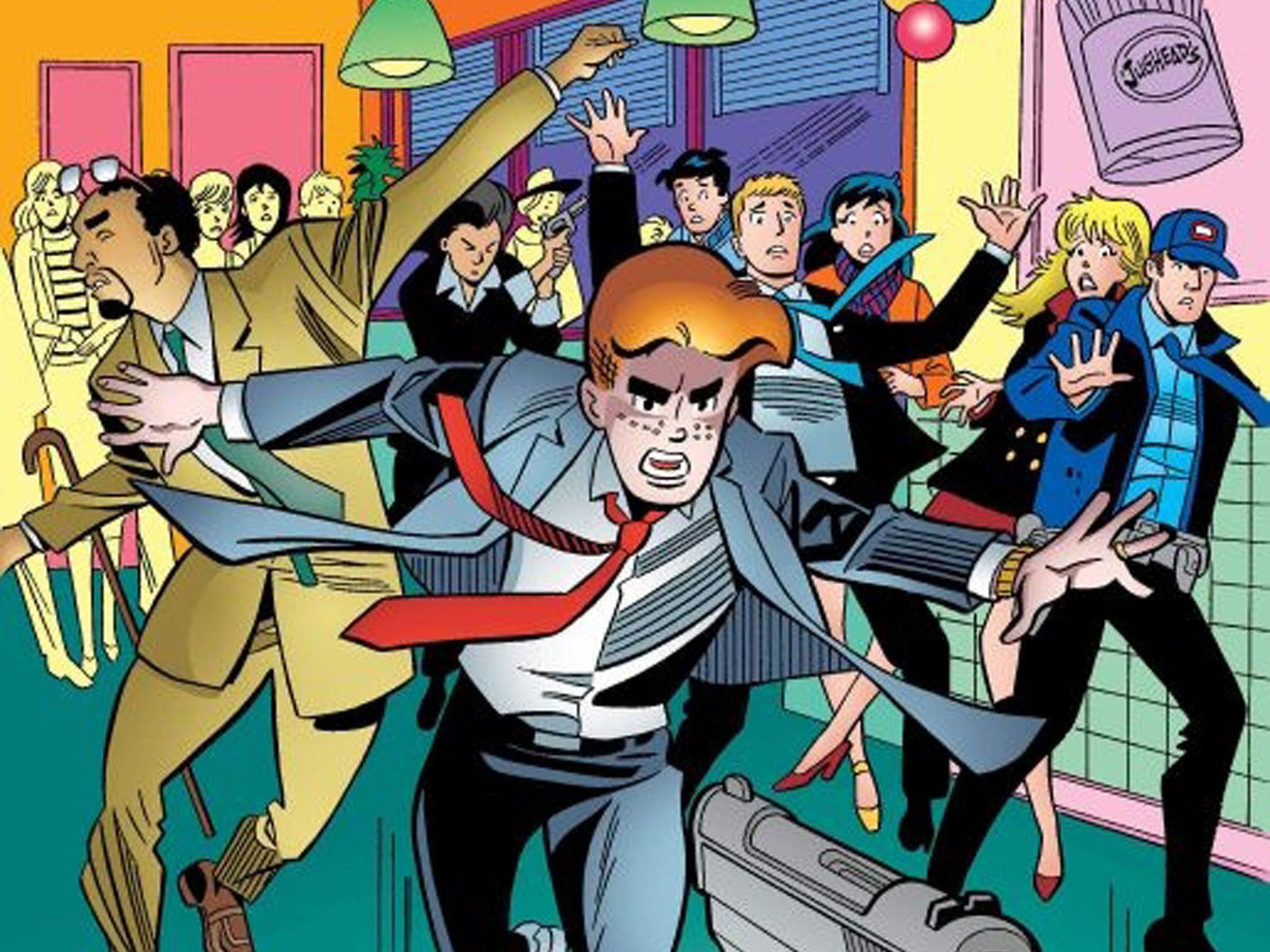 An image from an issue of "Life with Archie" is pictured courtesy of Archie Comics Publications. Archie Andrews, the redheaded American teenager in the "Archie" comic book series, will die taking a bullet protecting his gay friend in the issue that comes