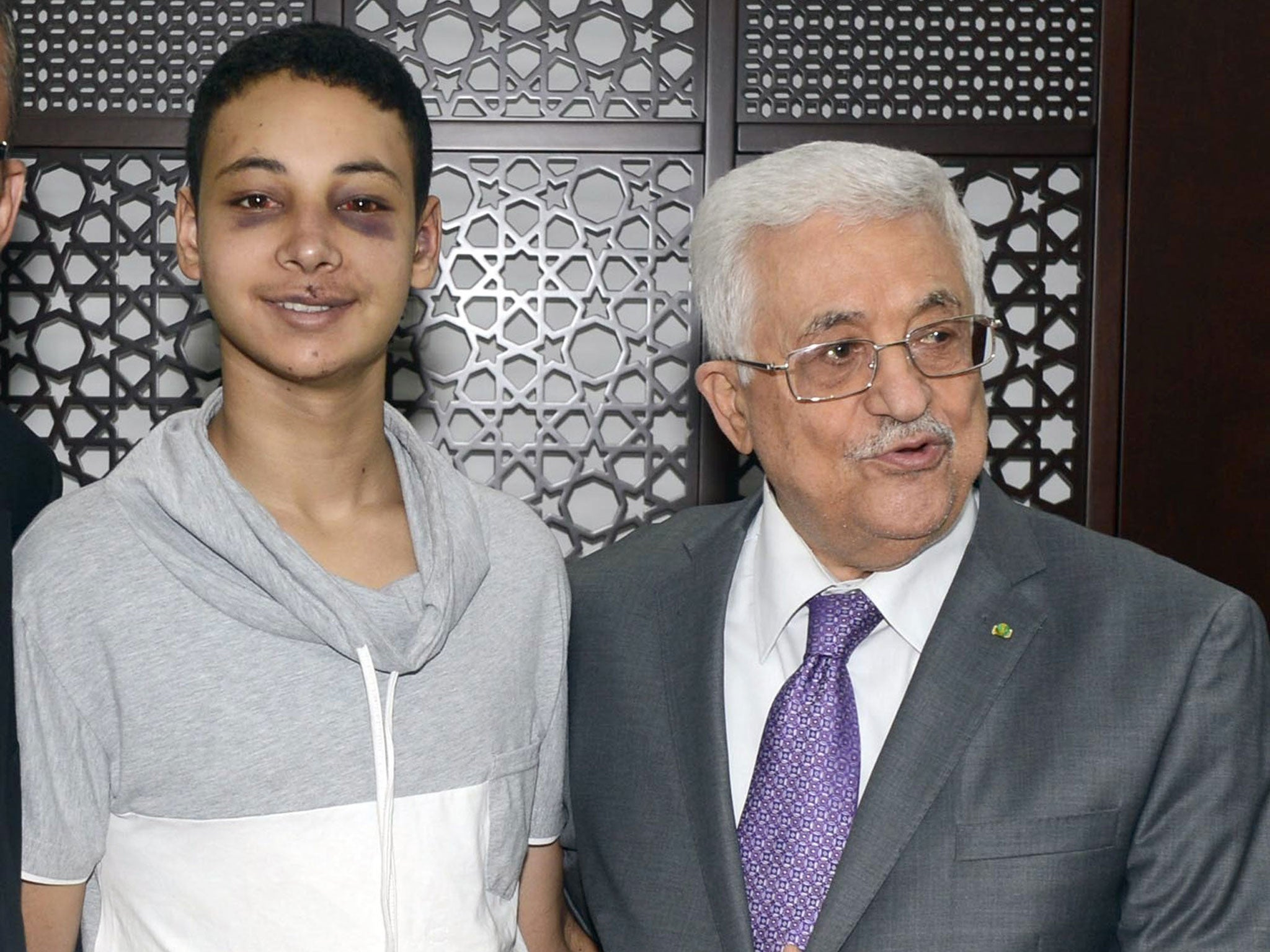 Tariq Khdeir with Palestiniant Authority President Mahmoud Abbas