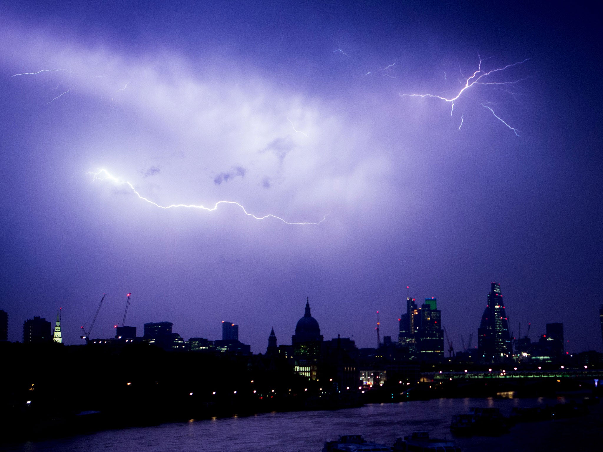 Lightning over central London as major storms kept the city awake overnight