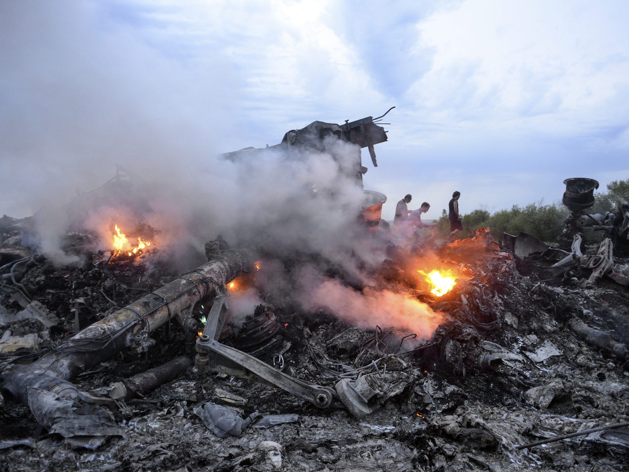 Debris of the Boeing 777, Malaysia Arilines flight MH17, which crashed during flying over the eastern Ukraine region near Donetsk