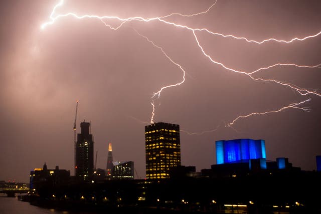 Lightning over central London as major storms kept the city awake overnight