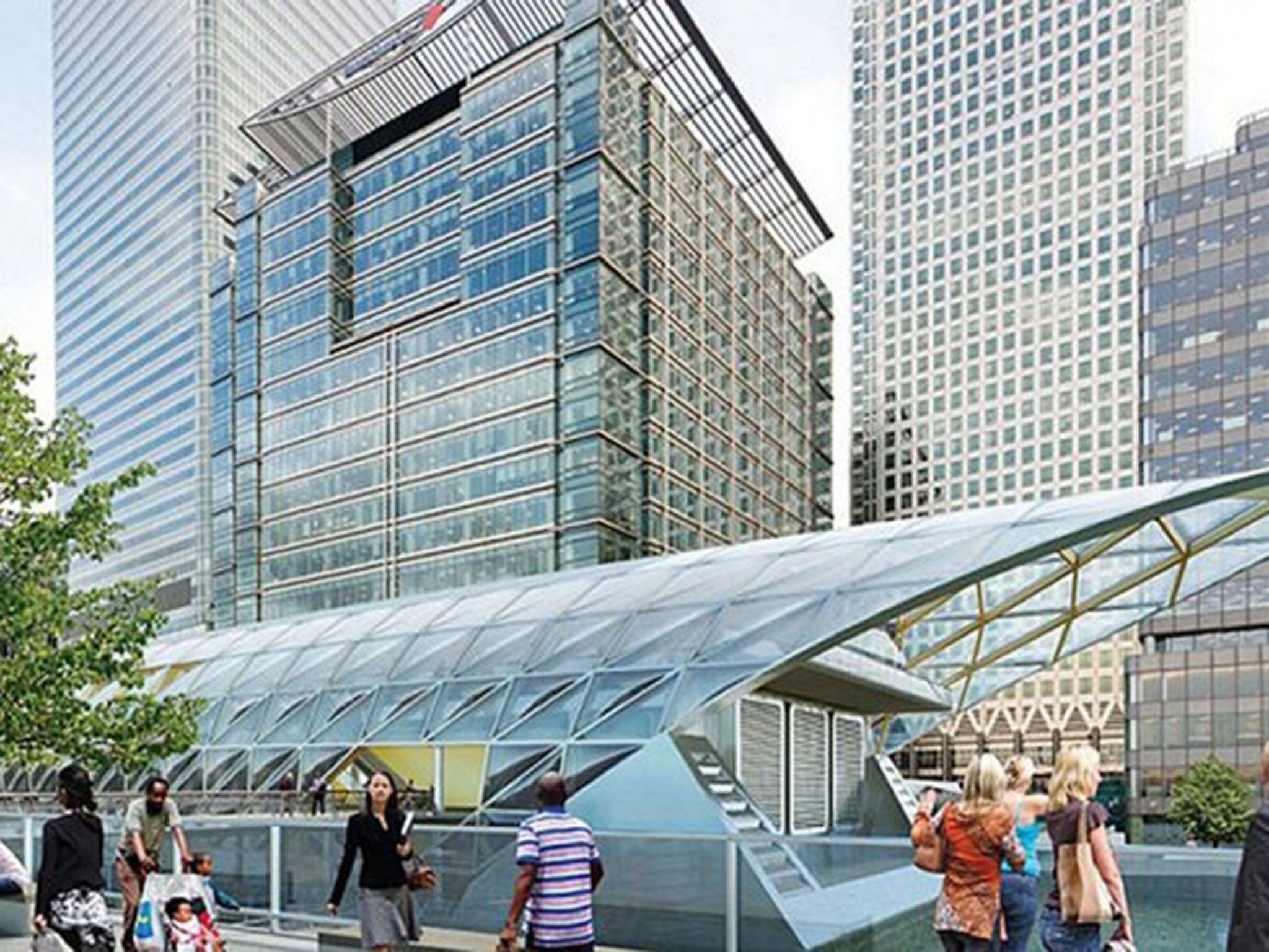 An architect's impression of how Crossrail Canary Wharf Station in London may look