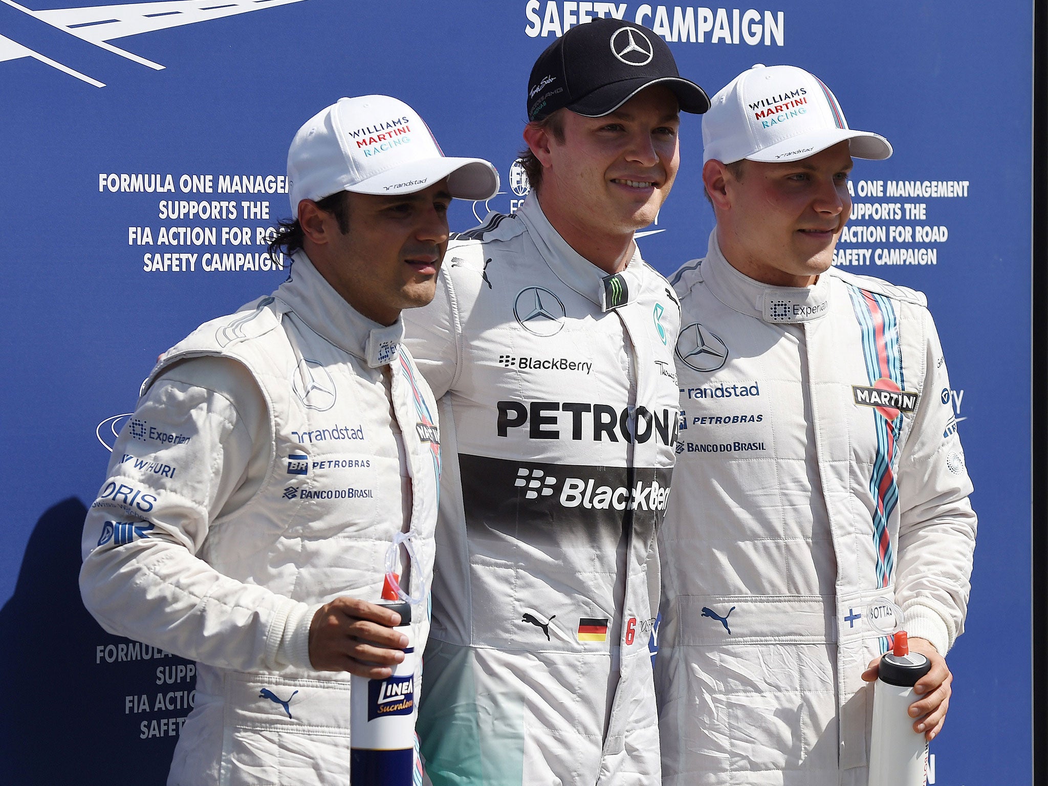 Felipe Massa, Nico Rosberg and Valterri Bottas pictured after German Grand Prix qualifying