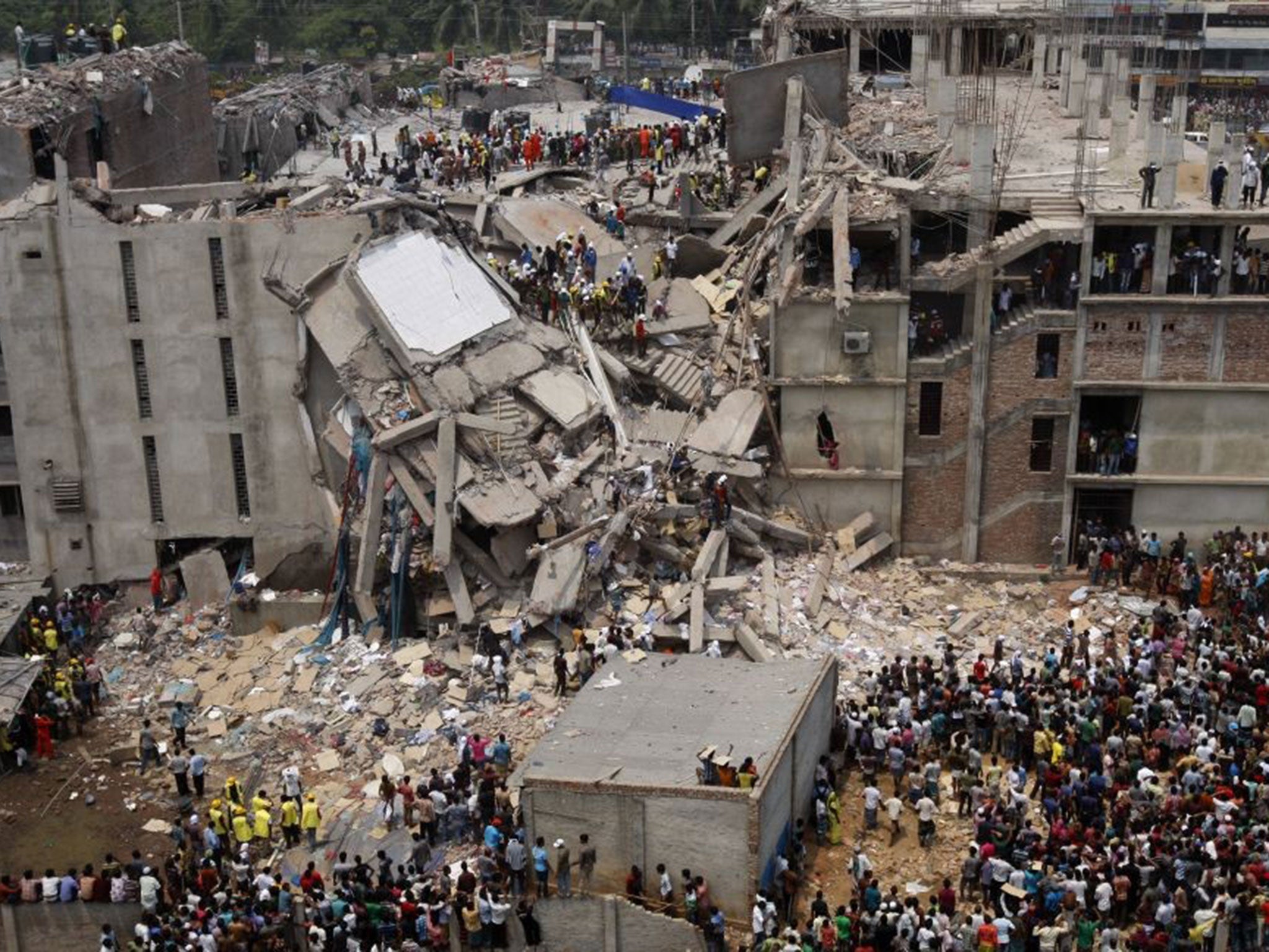 Rana Plaza after it collapsed last April