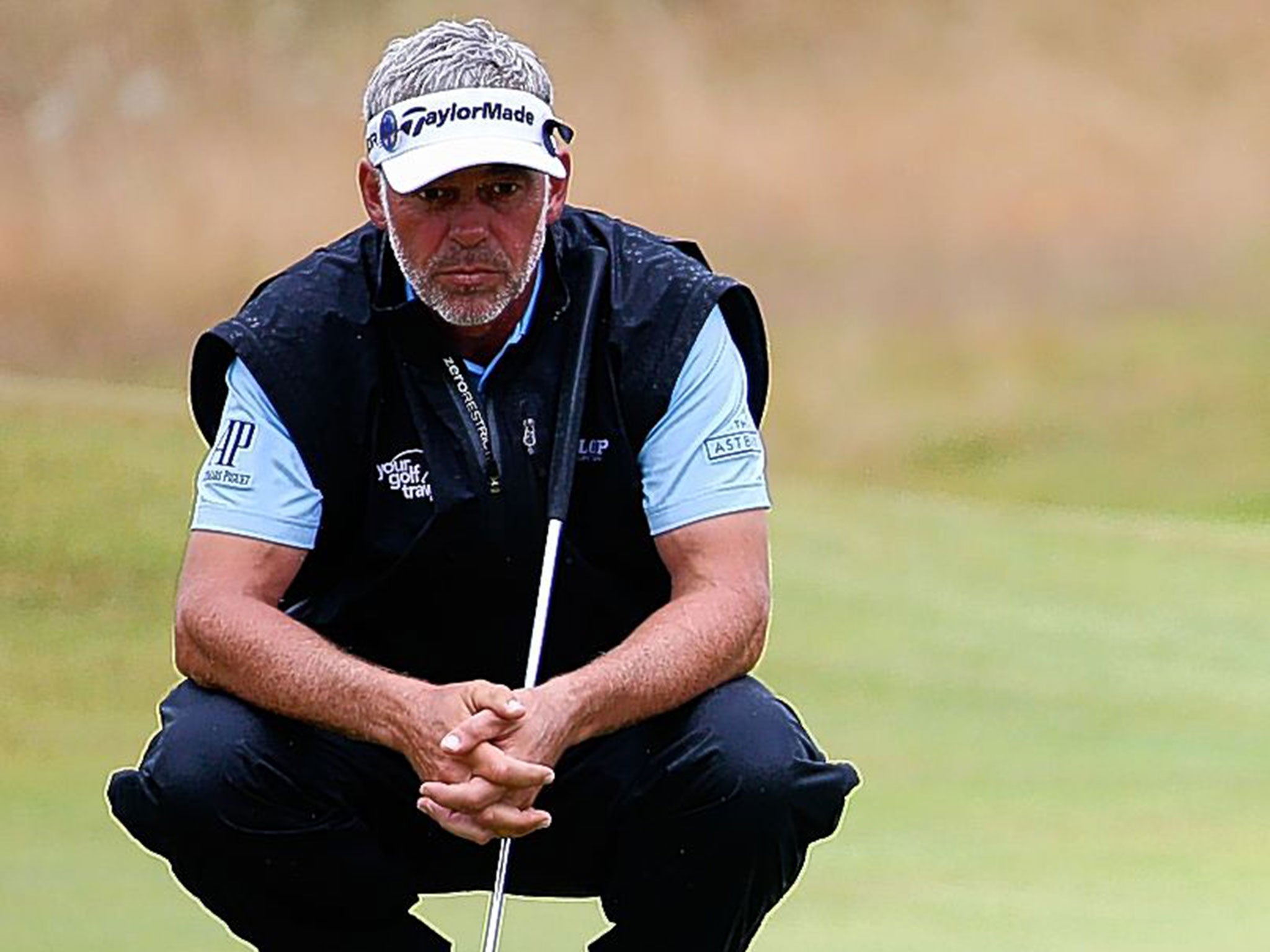 Lost in thought: Darren Clarke, who carded a 67 to take him to joint 12th, weighs up his options during the third round