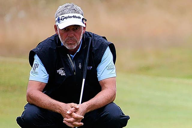 Lost in thought: Darren Clarke, who carded a 67 to take him to joint 12th, weighs up his options during the third round