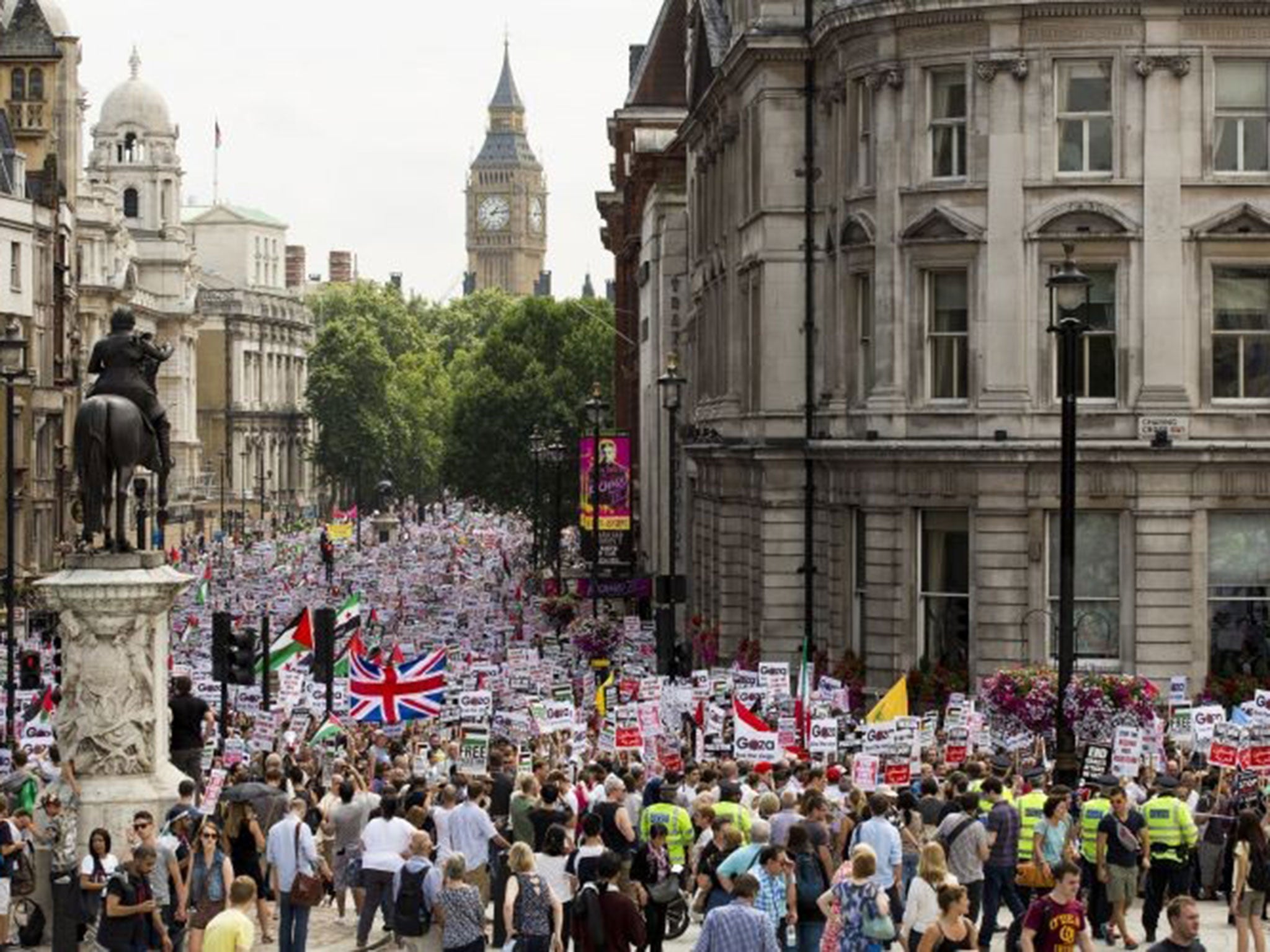 The London protest was peaceful