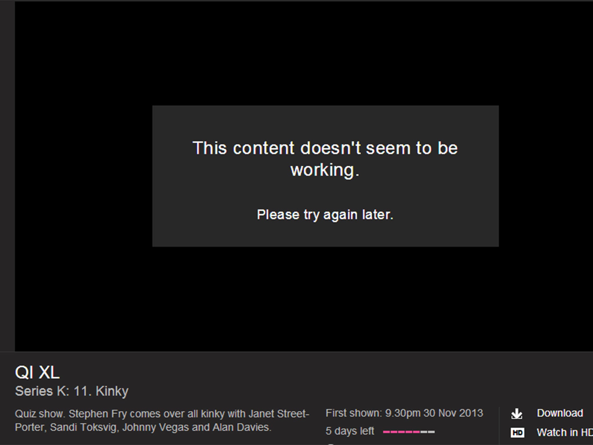 BBC iPlayer experiencing technical issues with iPlayer going down.