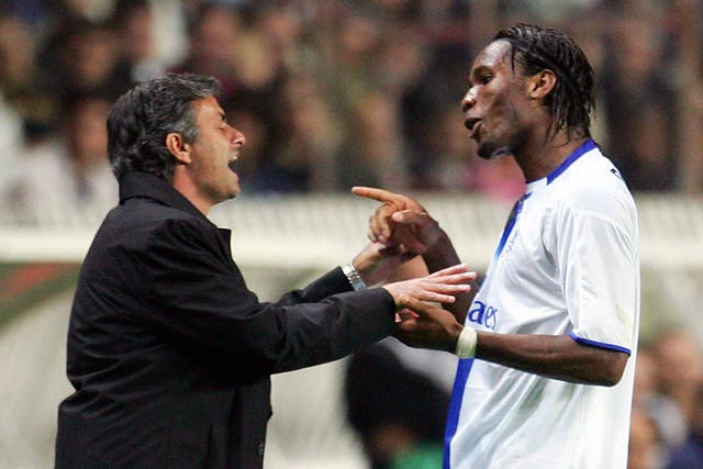 Didier Drogba and Jose Mourinho during the striker's first spell with the club