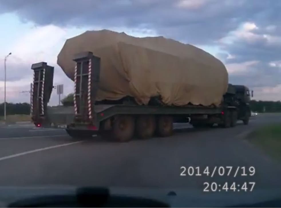 This footage reportedly captured by a Russian blogger has been seized upon by Ukrainian sources as evidence the BUK missile launcher involved in the MH17 crash may have been moved across the border
