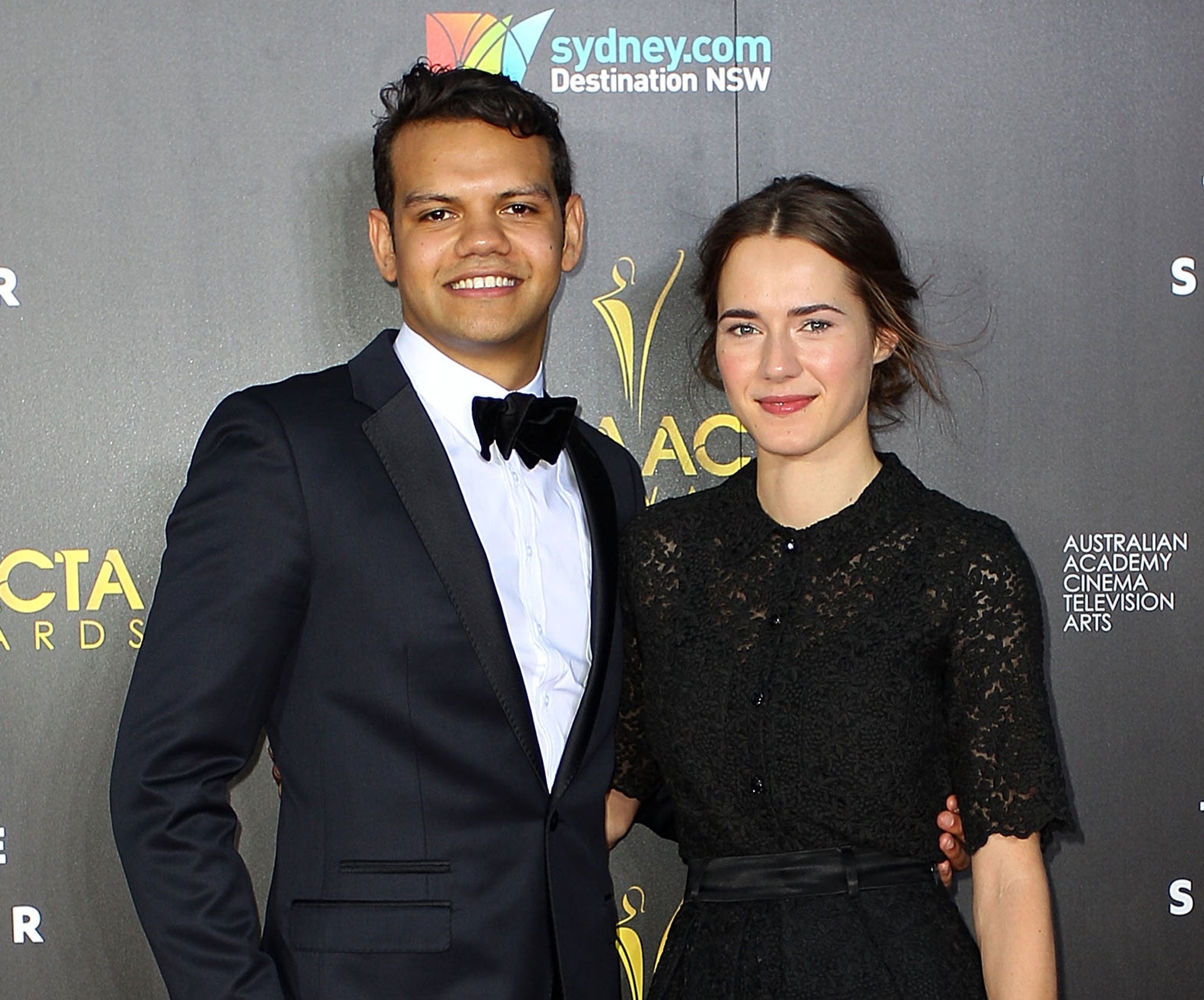 Meyne Wyatt and Caren Pistorus arrive for the AACTA Aawrds in Sydney, Australia