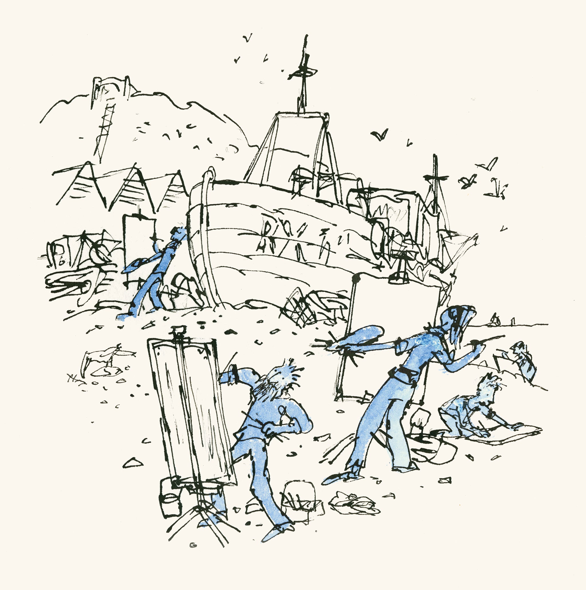 Quentin Blake's 'Artists on the beach'