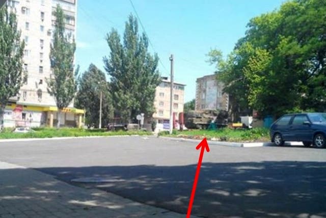 Image of Buk-M1 launcher in the vicinity of the MH17 crash