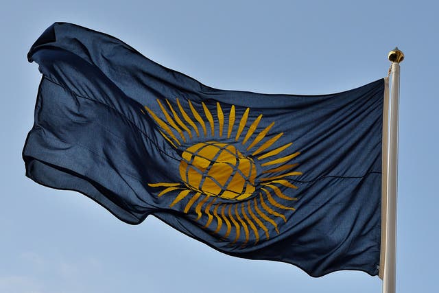 The Commonwealth flag flies outside Westminster Abbey in central London