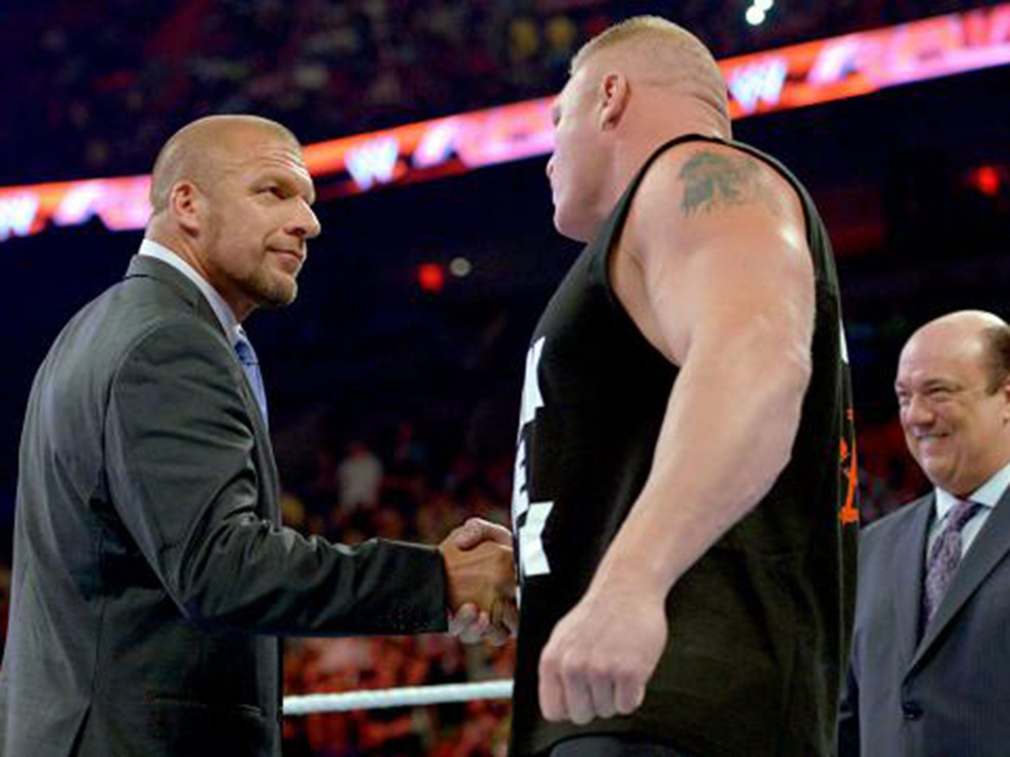 Triple H agrees to name Brock Lesnar as the number one contender to John Cena's WWE World Heavyweight title