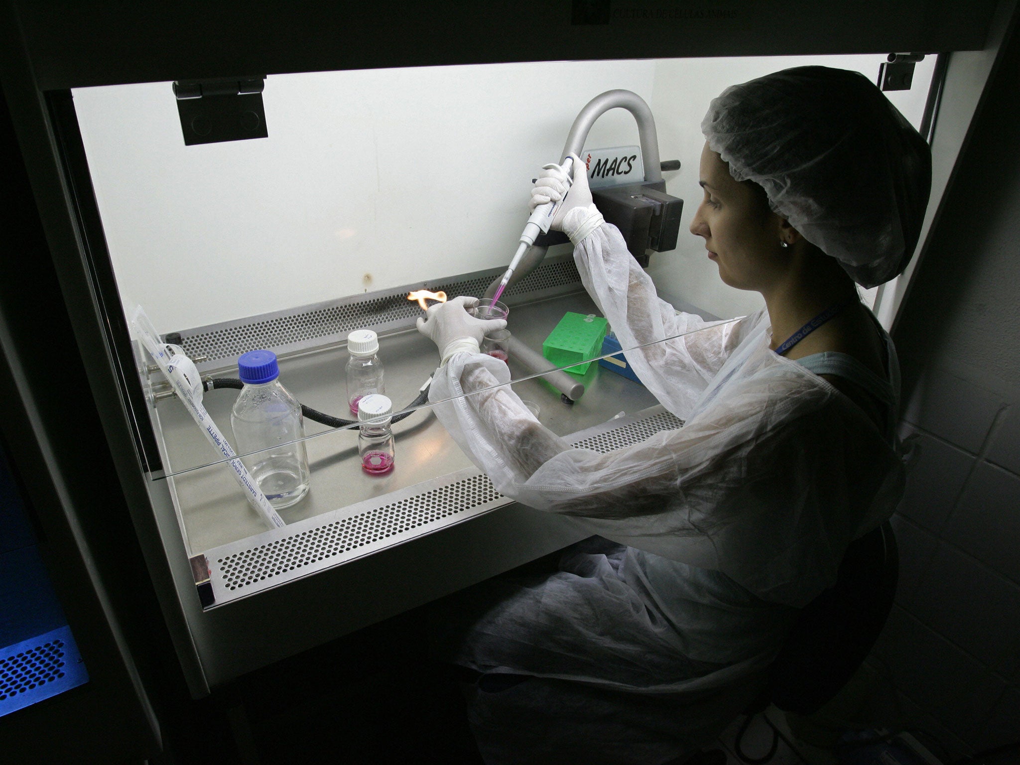 A scientific researcher works on an IVF treatment in a laboratory