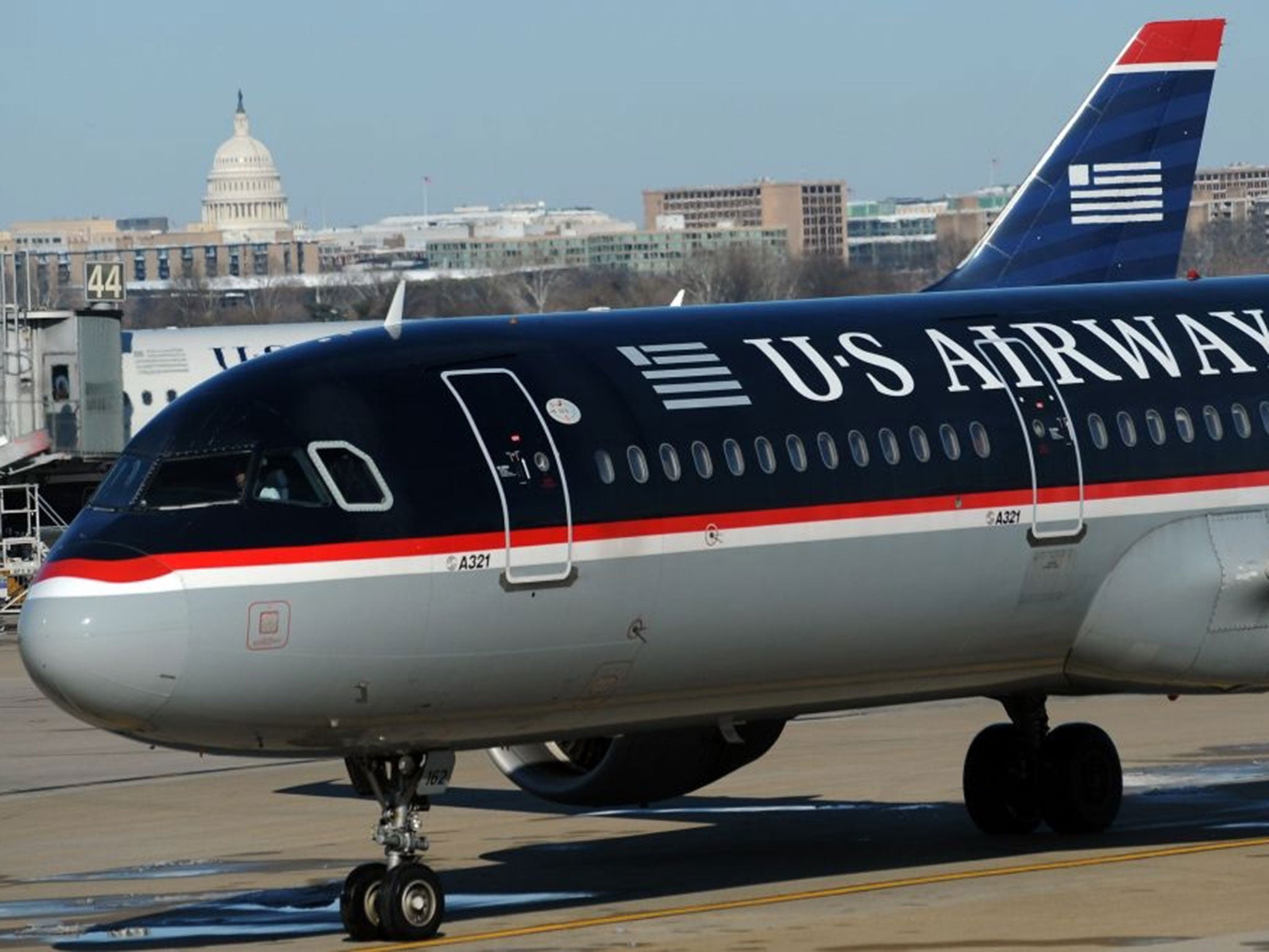 A US Airways at the Ronald Regan National airport in Arlington, Virginia.