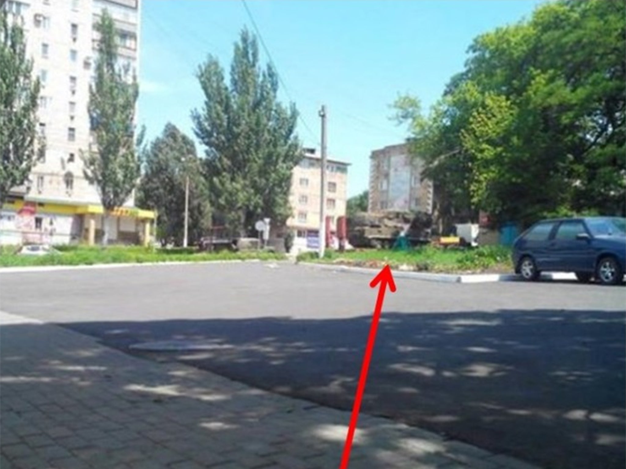 A photograph released by Ukraine’s security services claiming to prove that Russian-made BUK-M1 surface-to-air missile systems were inside the rebel-held area near the crash site