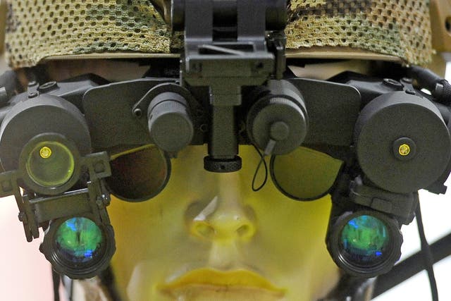 Nightvision goggles on display at the DSEI arms fair in London last year