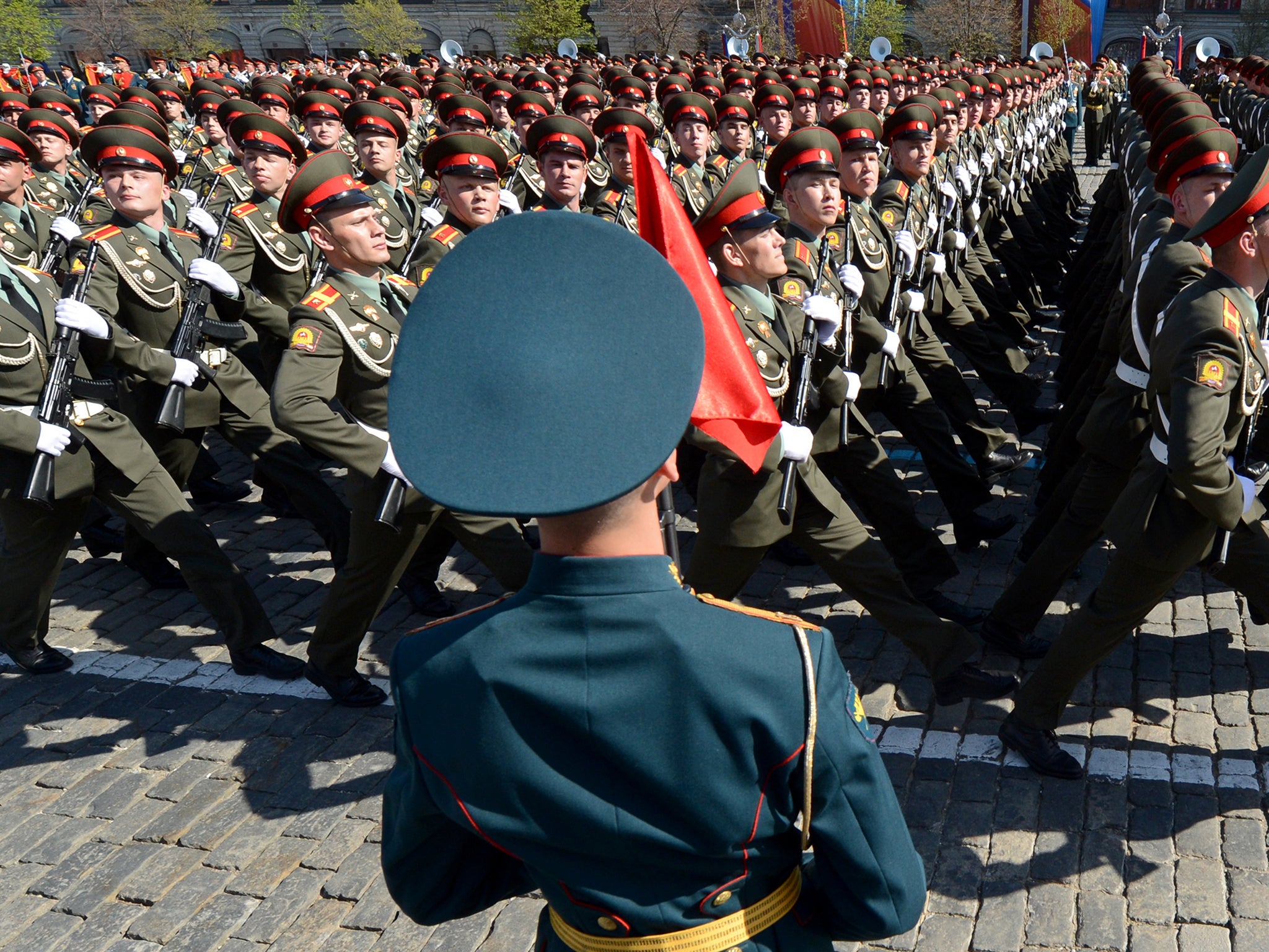 A Russian military parade in Red Square, Moscow