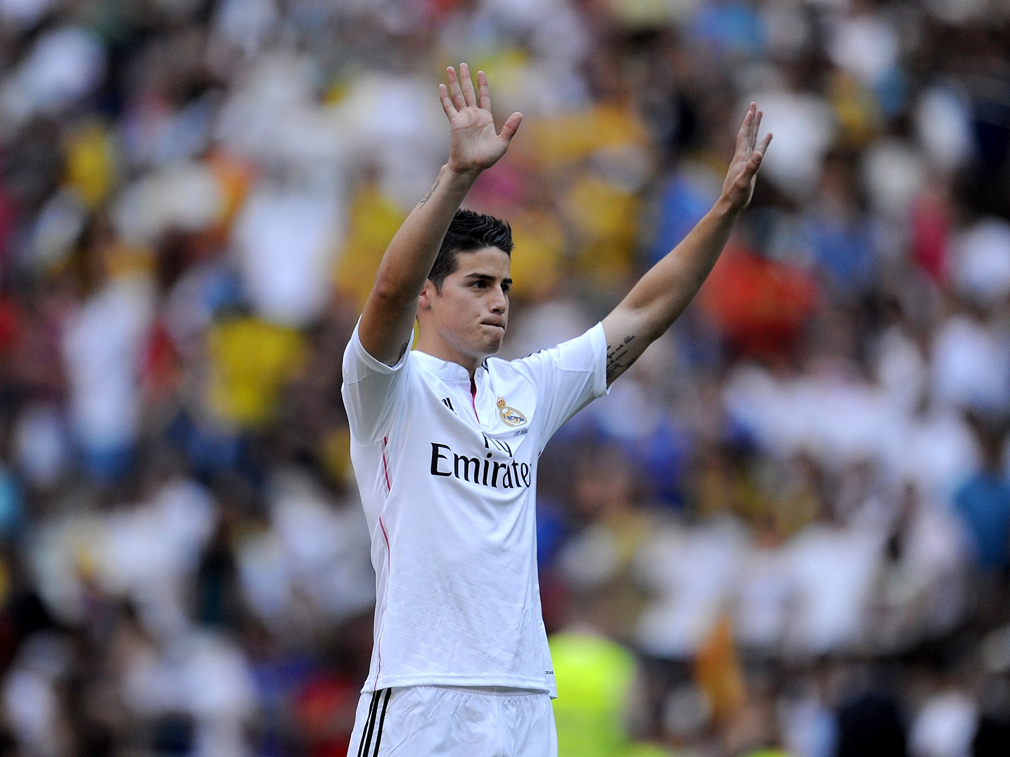 James Rodriguez is unveiled in front of the Real Madrid fans