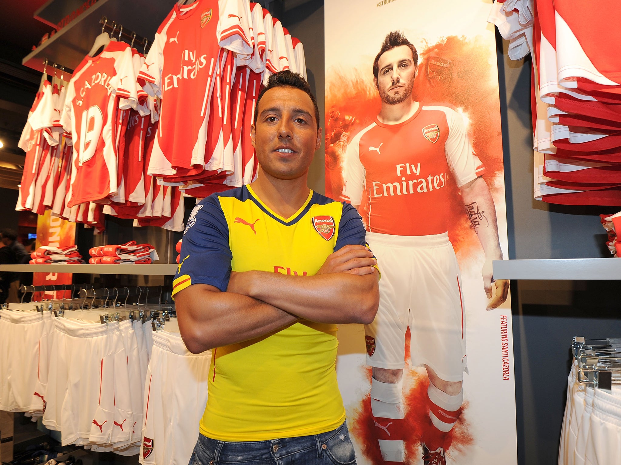 Santi Cazorla shows off Arsenal's new away kit