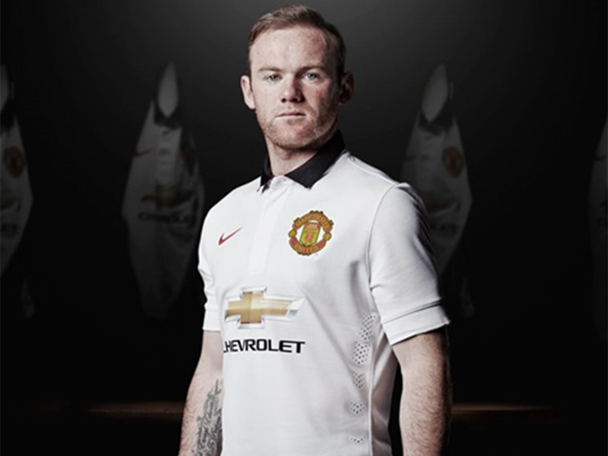 Wayne Rooney in the new Manchester United away kit