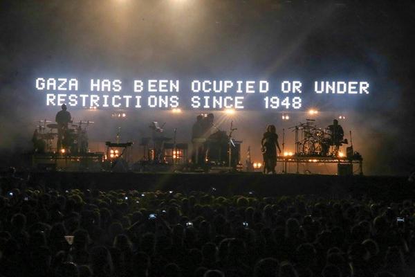 Massive Attack shows its support to Gaza at Longitude festival in Dublin