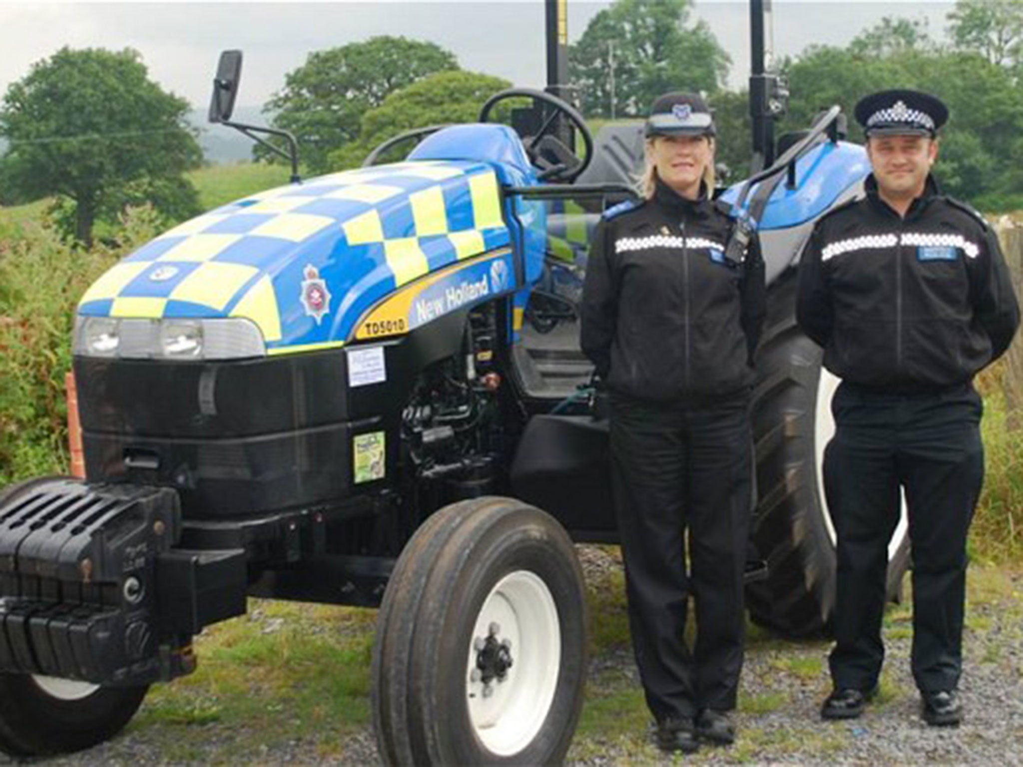 The new police tractor unveiled by Dyfed-Powys Police