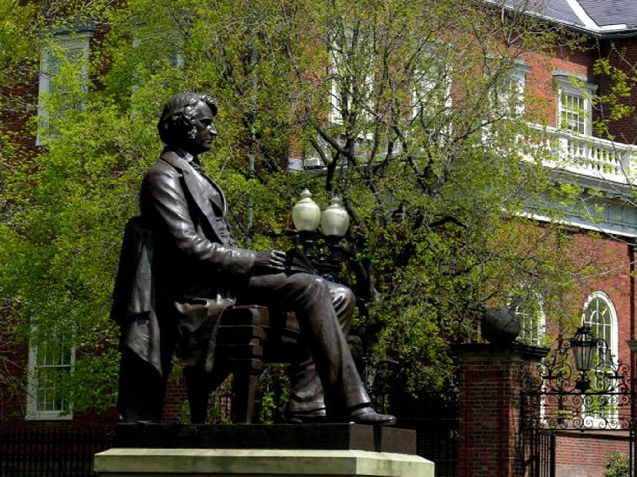 The bricks and mortar Harvard campus in Cambridge, Massachusetts