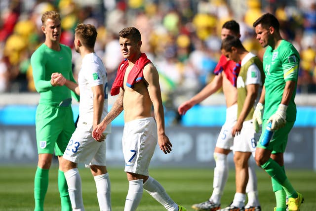 England players trudge off after their dismal exit from the World Cup