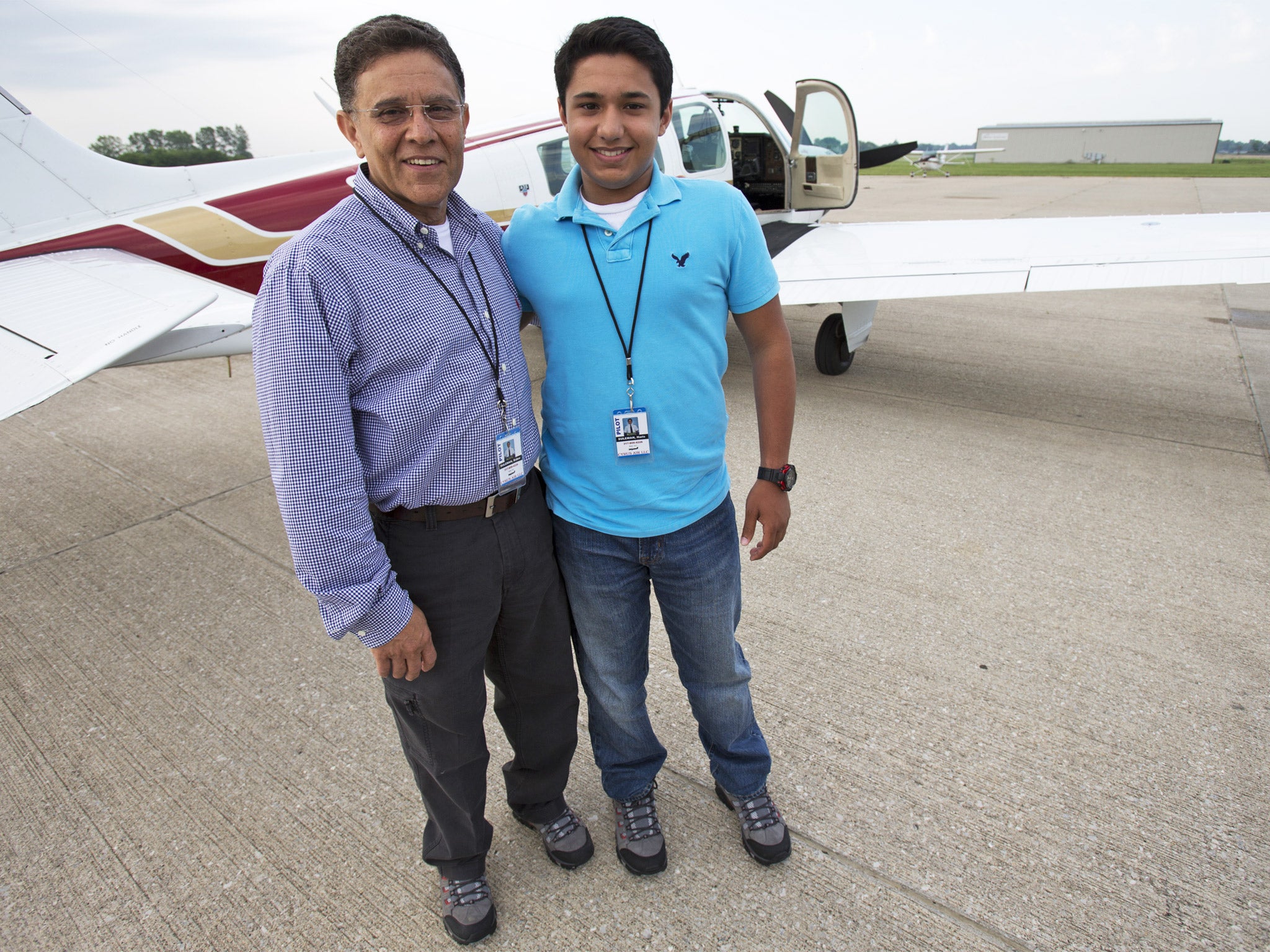 Haris and Babar Suleman before taking off last month