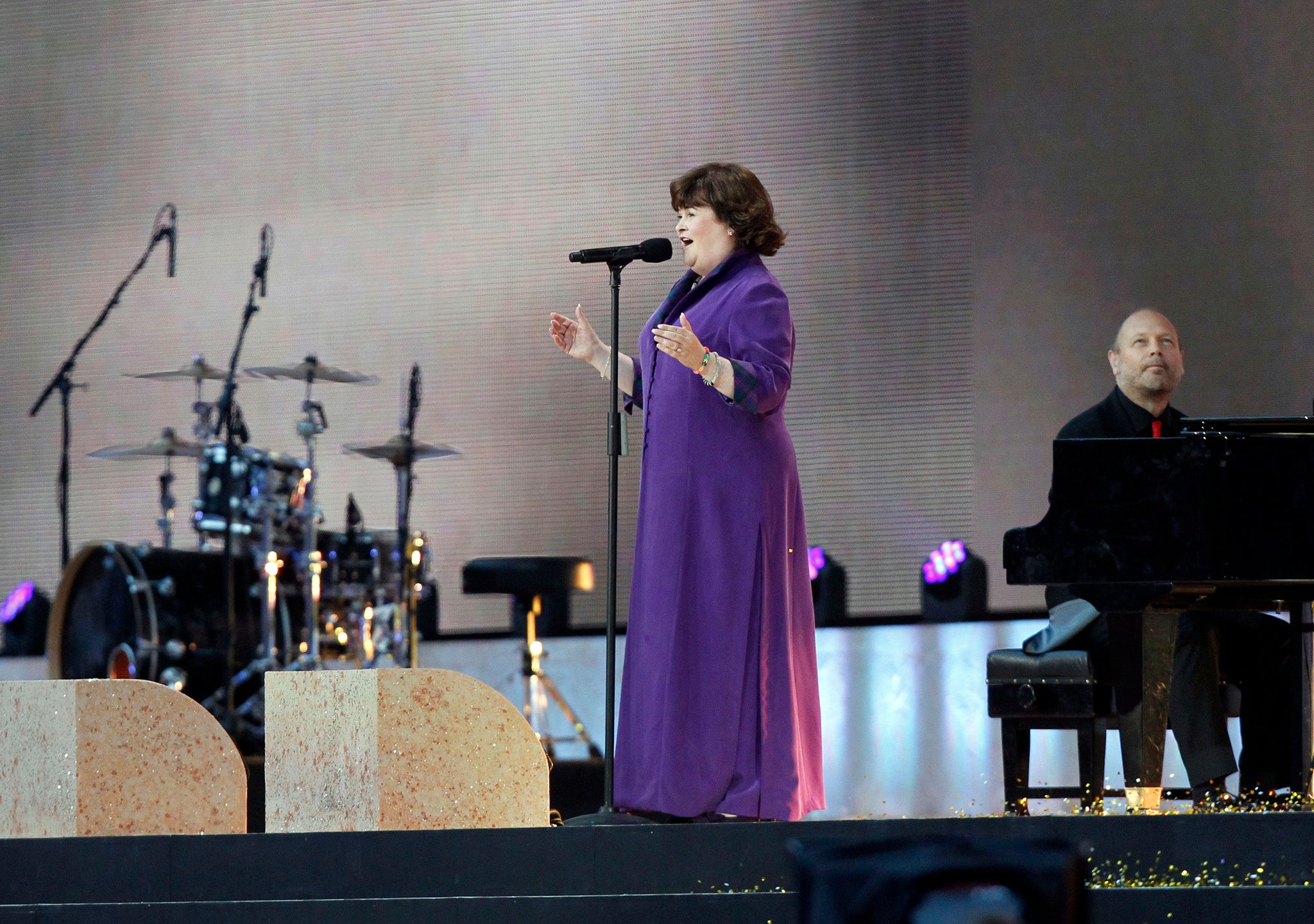 Susan Boyle performs at the Commonwealth Games opening ceremony in Glasgow's Celtic Park
