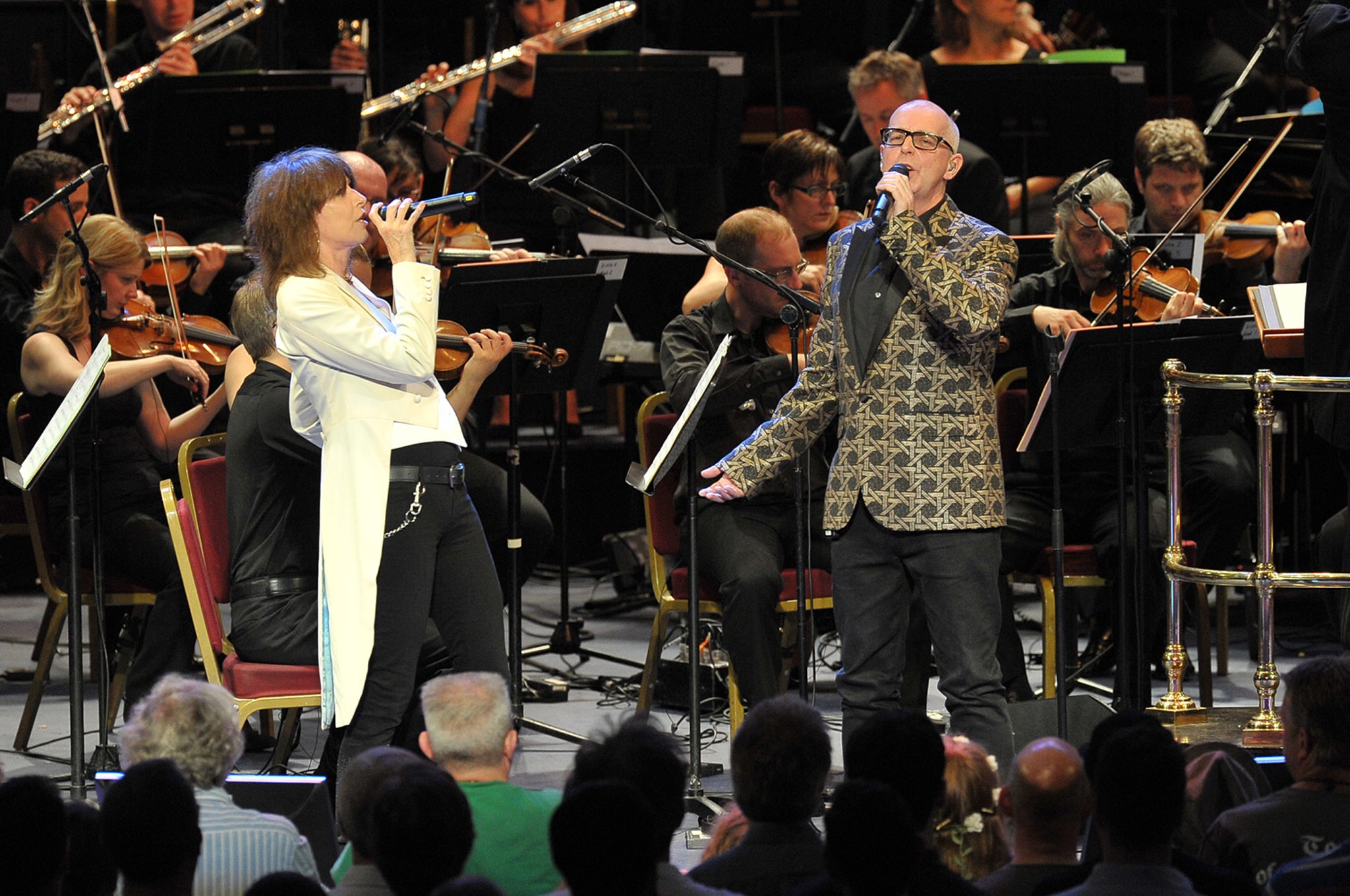 Chrissie Hynde and Neil Tennant perform with the BBC Concert Orchestra conducted by Dominic Wheeler at the BBC Proms 2014