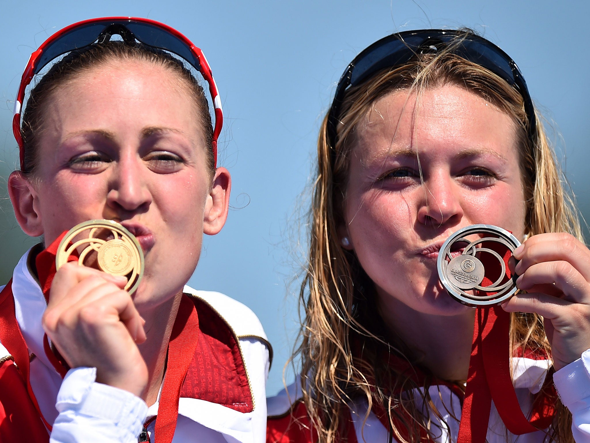 Stimpson and Holland show off their gold and bronze medals respectively